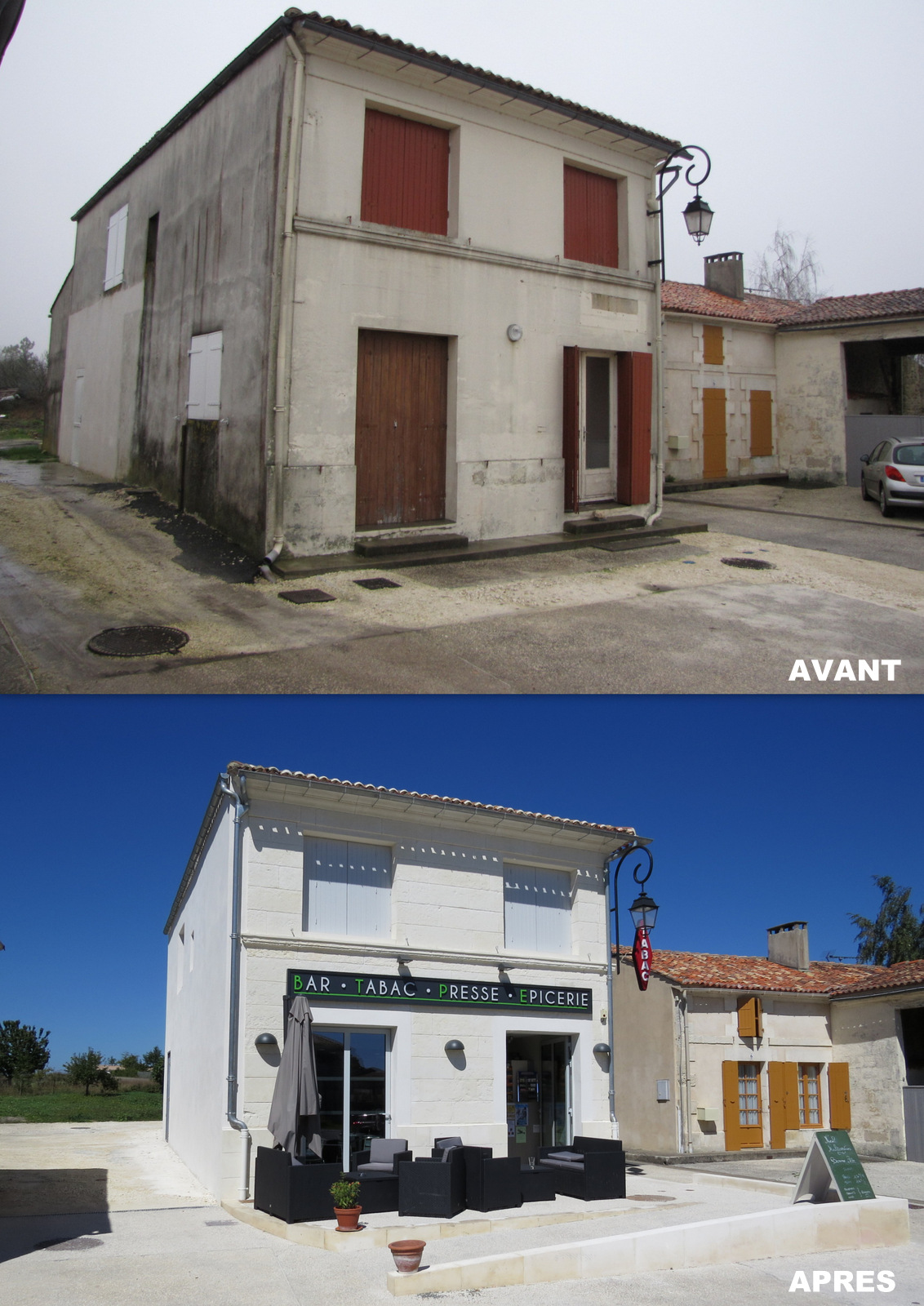 RÉNOVATION D’UNE ANCIENNE BOULANGERIE EN COMMERCE MULTISERVICES À NIEUL LES SAINTES